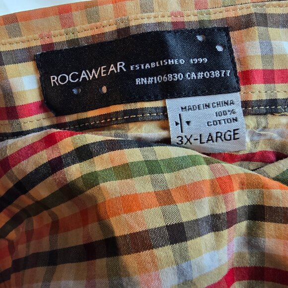 Rocawear Shirt Mens 3XL Plaid Button Up Logo Hip Hop Athletic Club Football 1509 - Picture 9 of 10